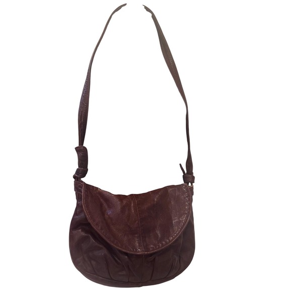 Gayle Anderson Designs Handbags - Gayle Anderson Designs Brown Leather Yorktown NY Hobo Flap Vintage 70's 11x8x2"